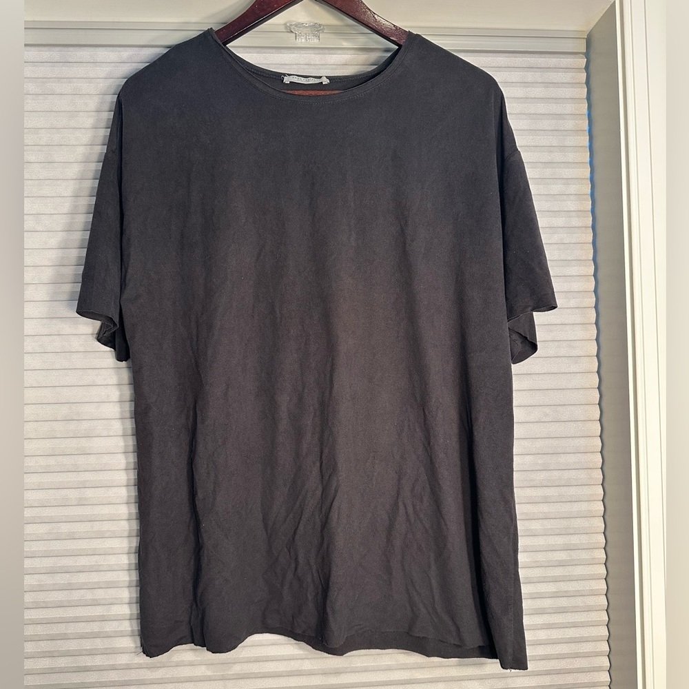 Zara dark grey/faded black faux suede tee